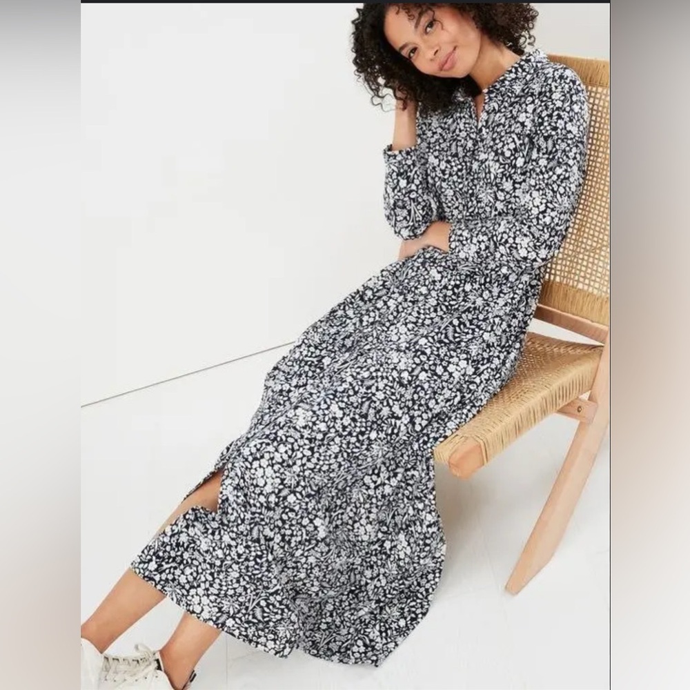 Joules Navy and White Long Sleeve Dress